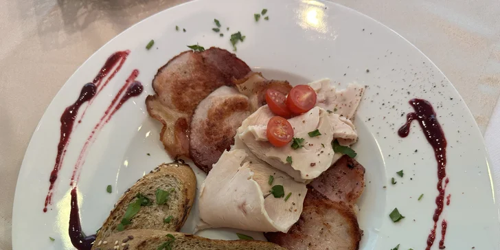 Čtyřchodové degustační menu pro 2 osoby včetně přípitku
