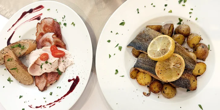 Čtyřchodové degustační menu pro 2 osoby včetně přípitku