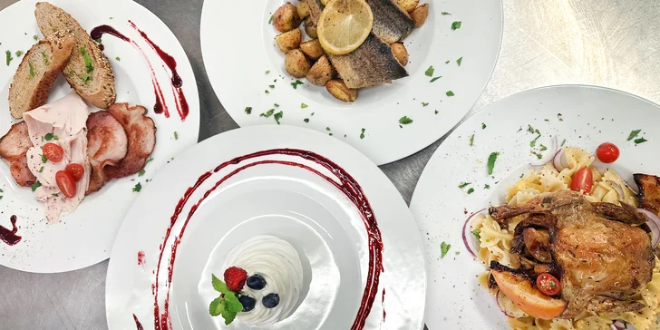 Čtyřchodové degustační menu pro 2 osoby včetně přípitku