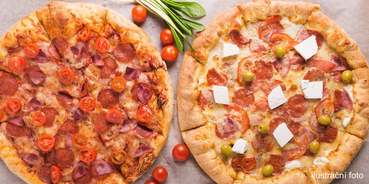 1 či 2 pizzy dle výběru i s rozvozem po Šumperku: šunková, čtyři druhy sýrů i další druhy
