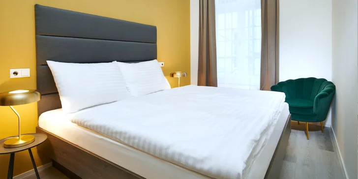 Moderní apartmán v Praze na Václavském nám. pro 2–4 os.: vybavená kuchyň, lahev sektu a 3denní jízdenka na MHD