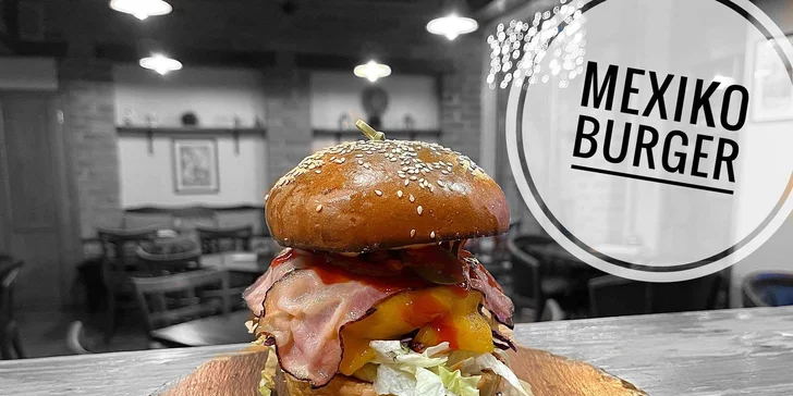 Burger dle výběru z 11 druhů, hranolky a dip pro 1 i 2 osoby, možnost rozvozu po Šumperku