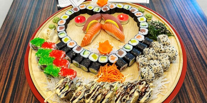 Pestré sushi sety: 26, 46 nebo 68 ks s avokádem, krevetami i lososem