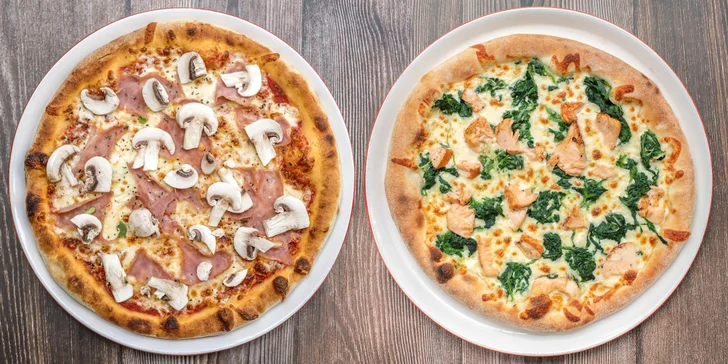 2× pizza podle výběru z mnoha druhů: tomatový i smetanový základ