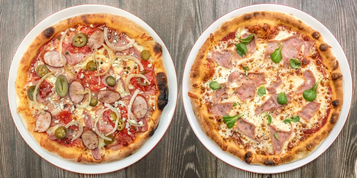 2× pizza podle výběru z mnoha druhů: tomatový i smetanový základ