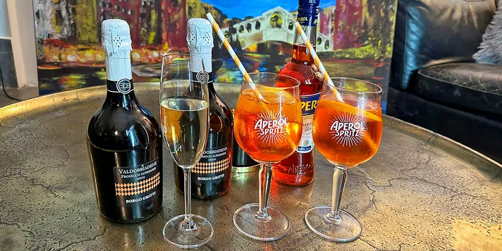 Přípitek v centru Prahy: sklenka či láhev prosecca nebo Aperol Spritz pro dva