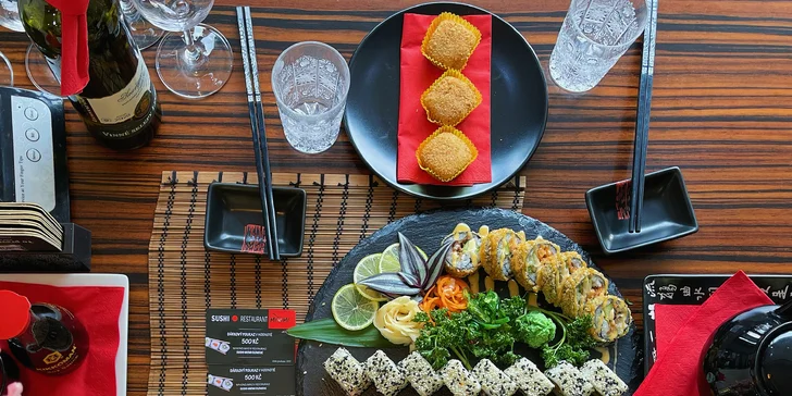 Sushi sety s 28, 63 a 64 kousky: maki, nigiri a další rolky s rybami i zeleninou