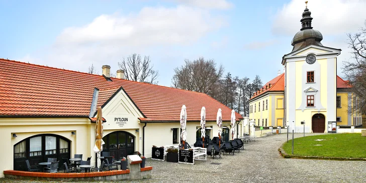 Luxusní tříchodové menu s láhví vína pro dvě osoby v zámeckém stylu v Chateau Ctěnice