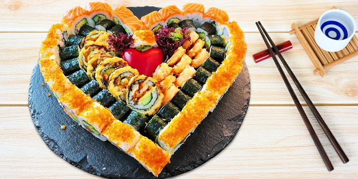 Sushi sety s 28, 63 a 64 kousky: maki, nigiri a další rolky s rybami i zeleninou