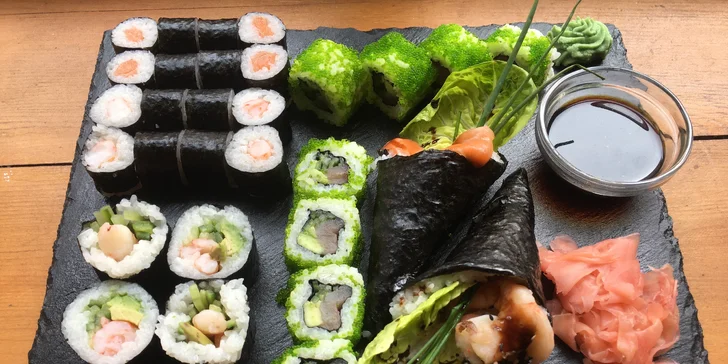 Sushi sety v nové restauraci u Pražského hradu: 24–88 klasických i netradičních kousků