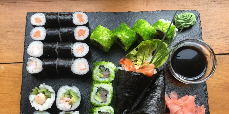 Sushi sety v nové restauraci u Pražského hradu: 24–88 klasických i netradičních kousků