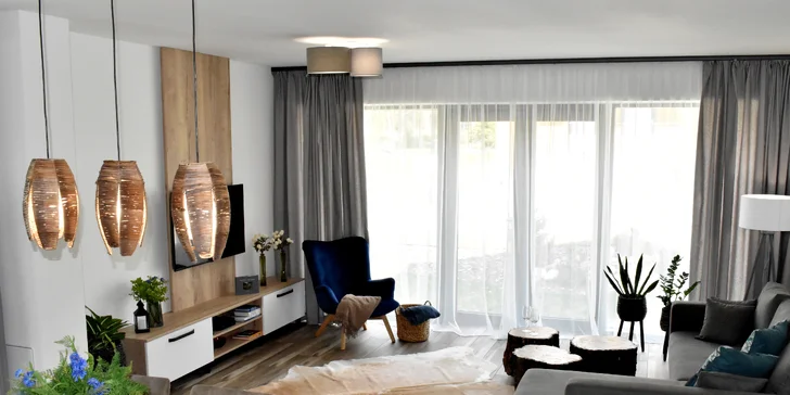 Dovolená v moderně zařízené chatě na úpatí Vysokých Tater i lahev vína