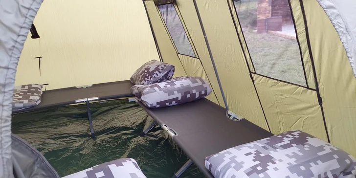 Rozlučka se svobodou či narozeninová párty v military wellness: koupací sud, paintball a spaní ve stanu