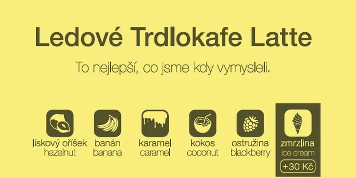 Velký trdelník: příchuť dle výběru, nutella, zmrzlina i ledová káva nebo cappuccino