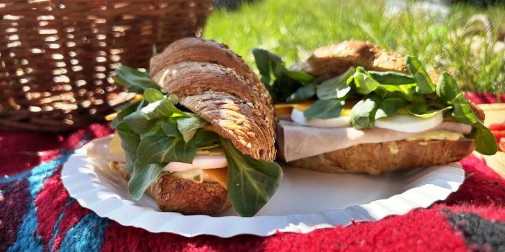 Piknikový koš v podhůří Beskyd: kvalitní víno, ovocná mísa, výběr holandských sýrů s výhledem na Beskydy