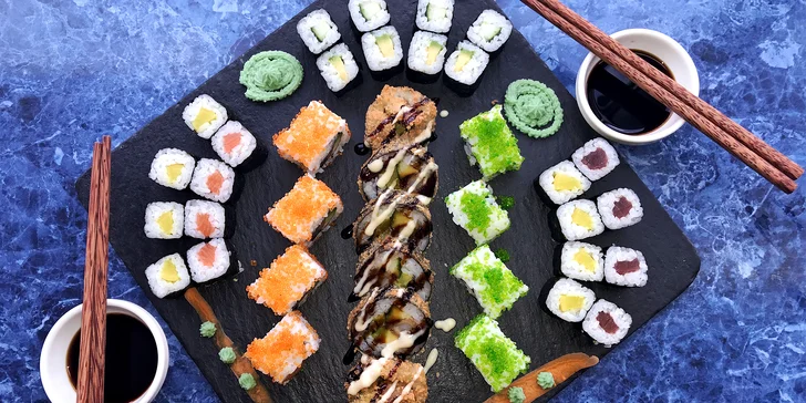 Sushi v centru Vyškova: 24 kousků i s krevetami nebo velký set 38 rolek