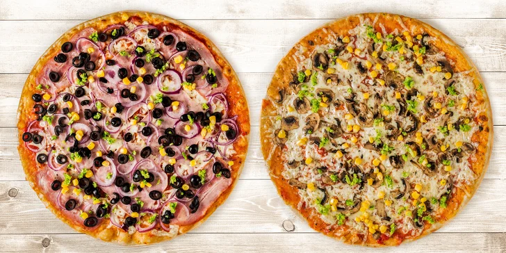 Pizza až k vám domů: 2 pizzy dle výběru ze všech druhů vč. dopravy