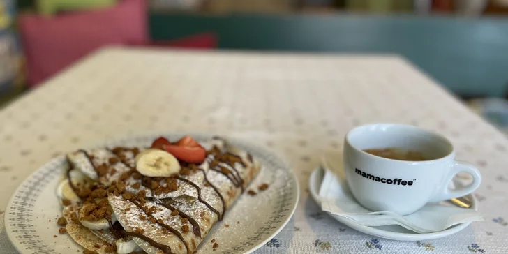 Palačinka s kávou dle výběru pro jednu až dvě osoby, varianta bez lepku, fair trade káva