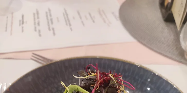 5chodové menu se dvěma druhy steaků, kachními prsíčky a pralinkou pro 2 osoby