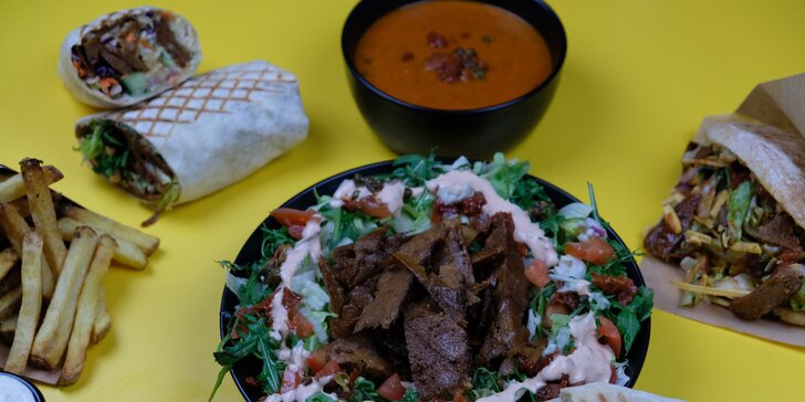 Rostlinný kebab na Národní: menu s hranolkami, omáčka i ekologický obal, varianta pro dva