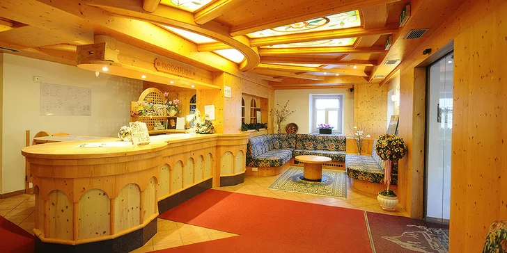 Pobyt v Dolomitech: hotel u sjezdovky s polopenzí i 30 min. ve wellness