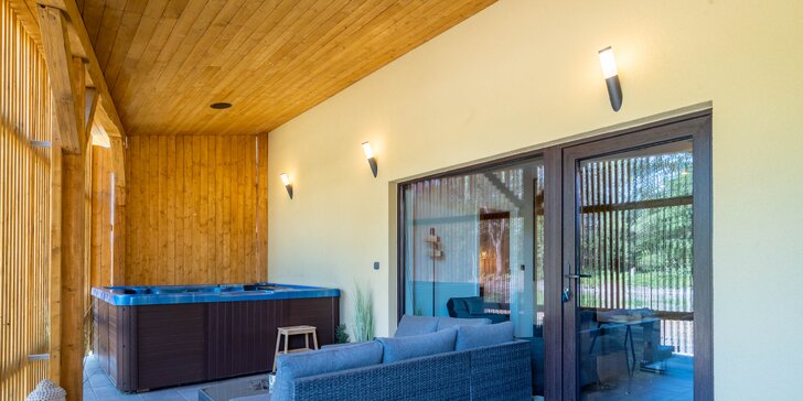 Designově zařízený dům s wellness jen pro vás: 2 ložnice, vířivka, sauna a kapacita až 6 osob