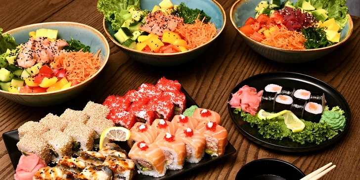 Prvotřídní sushi sety či poke bowl v restauraci Ararat: losos, úhoř či tuňák i krevety