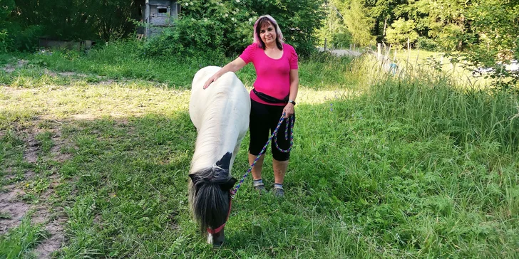 40minutová procházka s poníkem: ježdění či vodění pro jedno až dvě děti