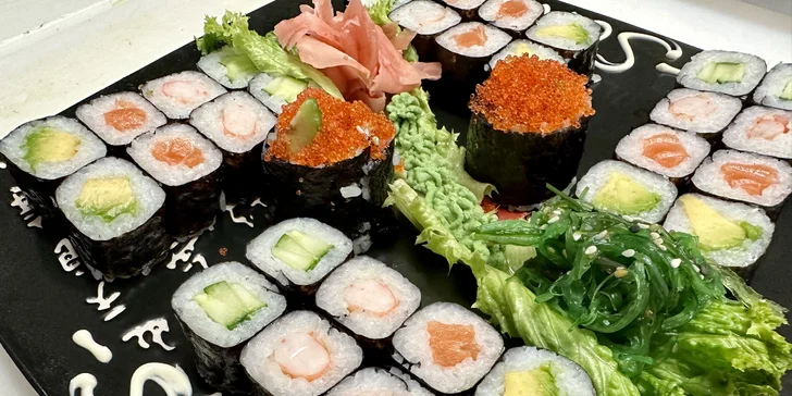 Pestré sushi sety: 34 nebo 50 ks s avokádem, krevetami i rybami