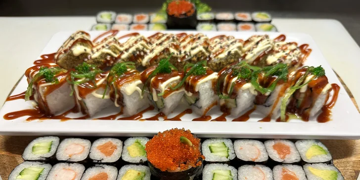 Pestré sushi sety: 34 nebo 50 ks s avokádem, krevetami i rybami