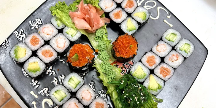 Pestré sushi sety: 34 nebo 50 ks s avokádem, krevetami i rybami