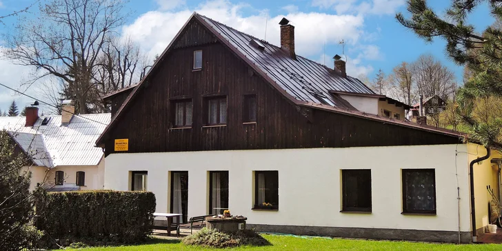 Apartmány v Jizerkách až pro 6 osob: dárek, lahev sektu na pokoji, zahrada, gril, dětské hřiště
