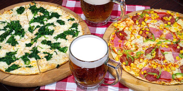 1–2 Chacharovy pizzy dle výběru a k nim i pivo v centru Hlučína