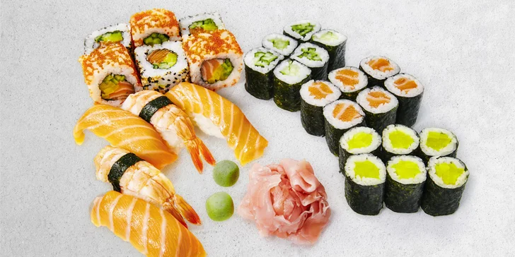 Sushi sety k rozvozu i k os. vyzvednutí: maki, nigiri i kalifornská rolka