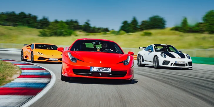 Dárkové poukazy na adrenalinové aktivity Showcars: supersporty, velký okruh, polygony