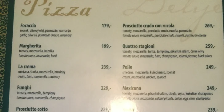 Jedna či dvě pizzy dle výběru z 10 druhů na Starém Městě
