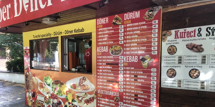 Dürum kebab s masem dle výběru i ovčím sýrem na Lukách