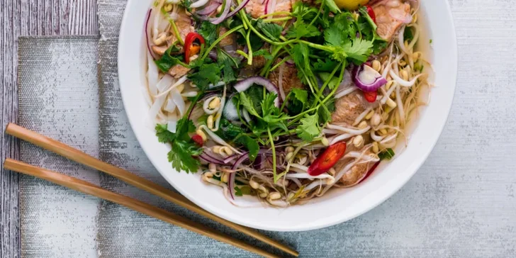 Veganské jídlo dle výběru v podniku na Karlově náměstí: burger, Pho i Kung Pao