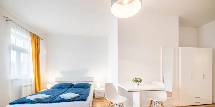 Pohoda v centru Prahy pro 2–4 osoby: moderní apartmány s kuchyňkou