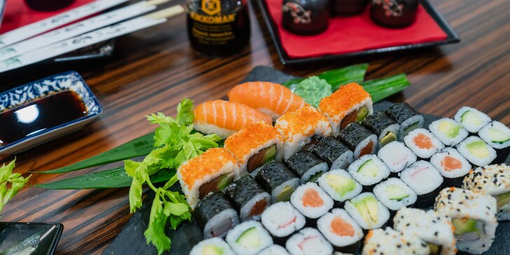 Sushi sety s 26 až 85 kousky: maki, nigiri a další rolky s rybami i zeleninou