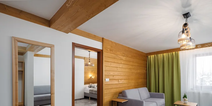 Lesní apartmány blízko aquaparku Terma Bania: privátní wellness, snídaně a slevy na zábavu