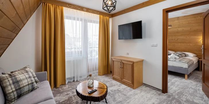 Lesní apartmány blízko aquaparku Terma Bania: privátní wellness, snídaně a slevy na zábavu