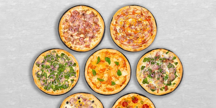 Italská pizza o průměru 33 cm: výběr ze 14 druhů podle tradičních receptur