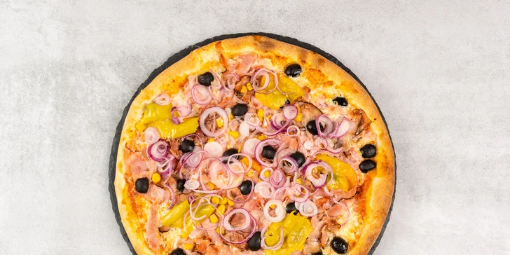 Italská pizza o průměru 33 cm: výběr ze 14 druhů podle tradičních receptur