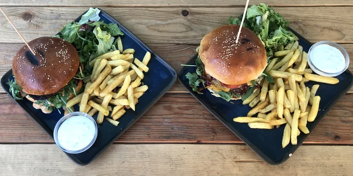 Burger dle výběru i hovězí tatarák v Krušovické restauraci pro 1 i 2 osoby