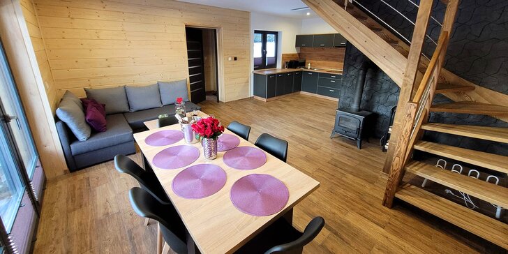 Luxusní chata v Kladské kotlině až pro 7 osob: kuchyňka, gril i sauna
