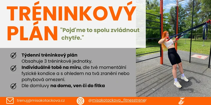 Cvičte efektivně: tréninkový plán na míru na 1 až 6 týdnů, nebo měsíc s online fitness trenérkou