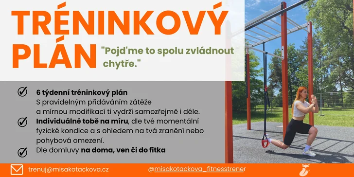 Cvičte efektivně: tréninkový plán na míru na 1 až 6 týdnů, nebo měsíc s online fitness trenérkou