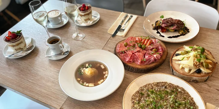 Čtyřchodové italské menu u Žižkovské věže i s proseccem pro 2 osoby