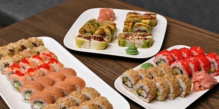 Sushi sety a poké bowl s lososem, kuřetem, tuňákem i vege ve Vršovicích